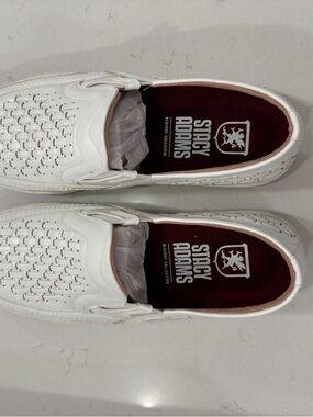 Stacy Adams White Woven Slip-On Loafers